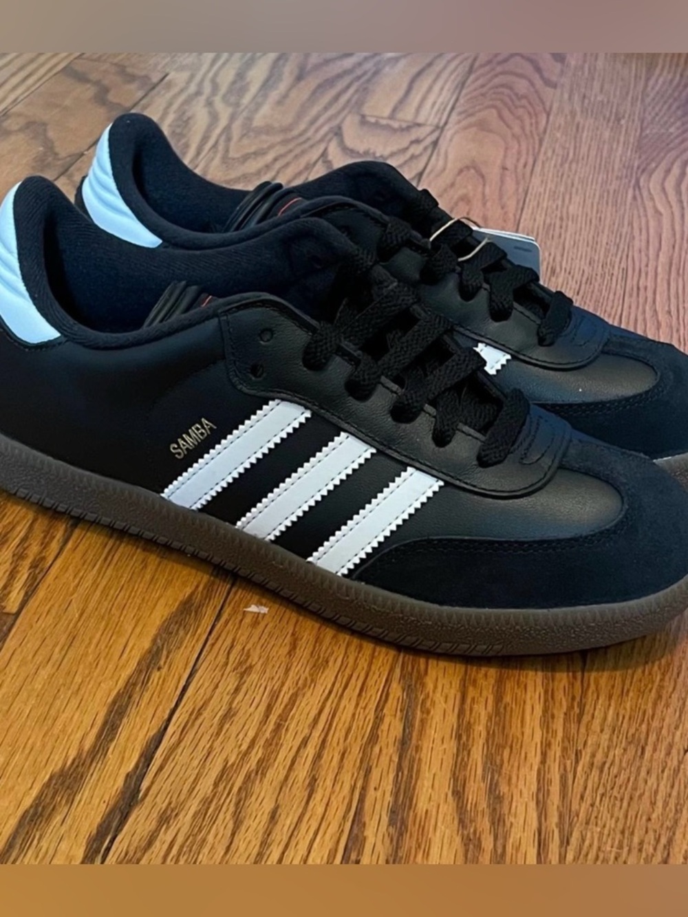 Adidas Samba Classic Leather Sneakers Black White Light Brown Women’s Size 6.5